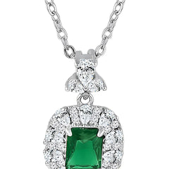 Peora Silver Emerald Green Crystal Pendant