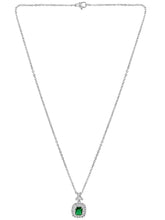 Peora Silver Emerald Green Crystal Pendant