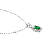 Peora Silver Emerald Green Crystal Pendant