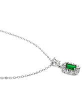 Peora Silver Emerald Green Crystal Pendant