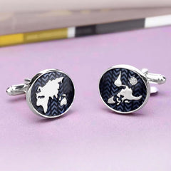Map Style Round Shape Cufflinks