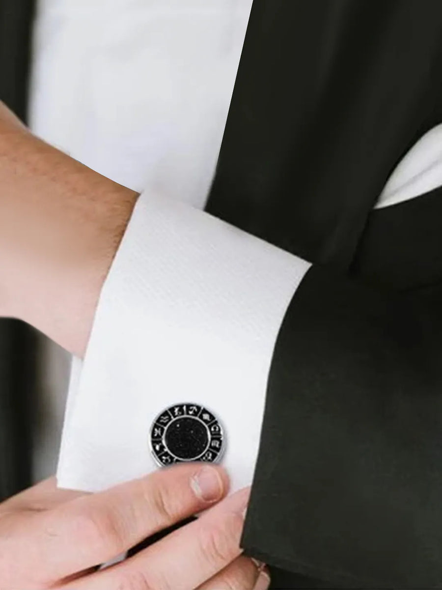 Peora Zodiac Dial Black Cufflinks