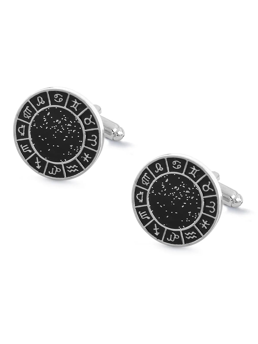 Peora Zodiac Dial Black Cufflinks