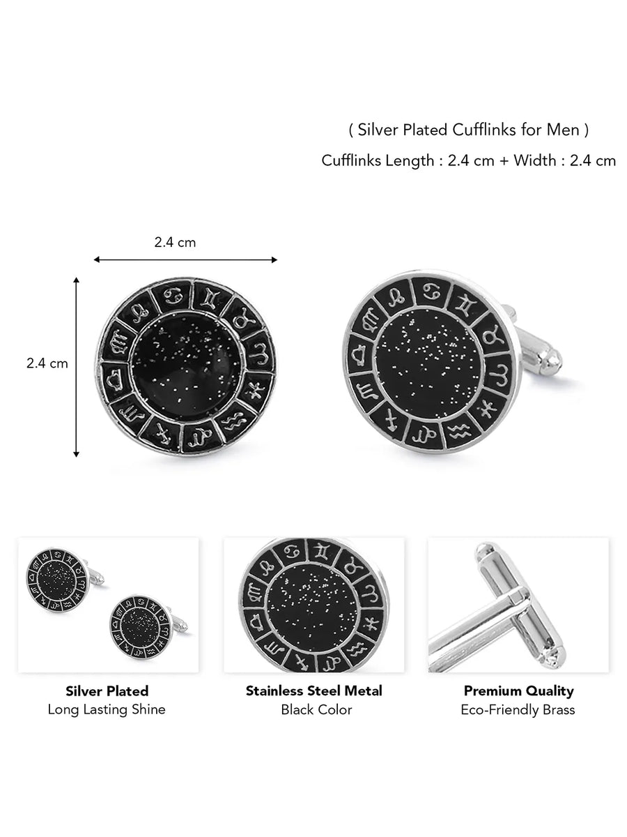 Peora Zodiac Dial Black Cufflinks