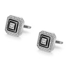 Peora Geometric Black Enamel CZ Cufflinks For Men