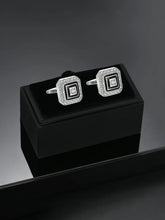 Peora Geometric Black Enamel CZ Cufflinks For Men