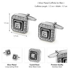 Peora Geometric Black Enamel CZ Cufflinks For Men