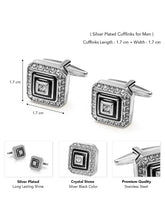 Peora Geometric Black Enamel CZ Cufflinks For Men