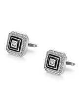 Peora Geometric Black Enamel CZ Cufflinks For Men