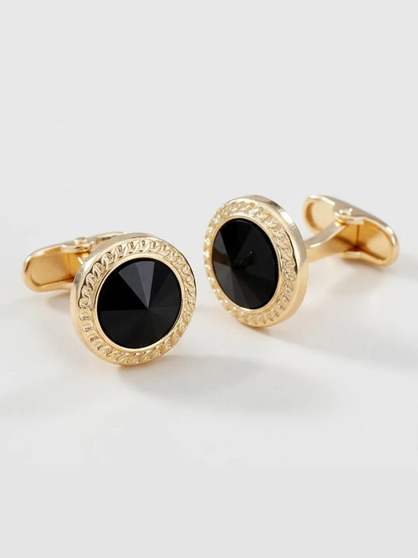 Peora Classic Black Stud Cufflinks For Men
