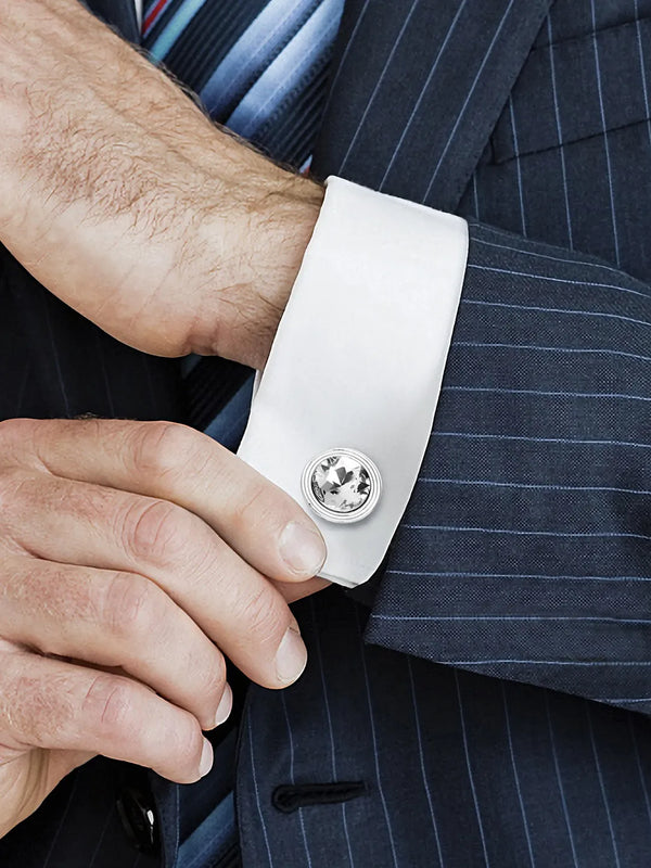 Peora Statement Crystal Shirt Cufflinks For Men