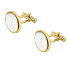 Peora Mens Gold White Cufflinks For Formal Wear