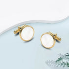 Peora Mens Gold White Cufflinks For Formal Wear