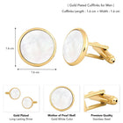 Peora Mens Gold White Cufflinks For Formal Wear