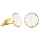 Peora Mens Gold White Cufflinks For Formal Wear