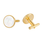 Peora Mens Gold White Cufflinks For Formal Wear