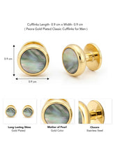 Peora Gold Tone Shell Inlay Cufflinks for Men