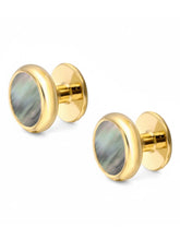 Peora Gold Tone Shell Inlay Cufflinks for Men