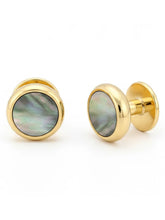 Peora Gold Tone Shell Inlay Cufflinks for Men