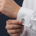 Peora Silver Mother Of Pearl Cufflinks For Men