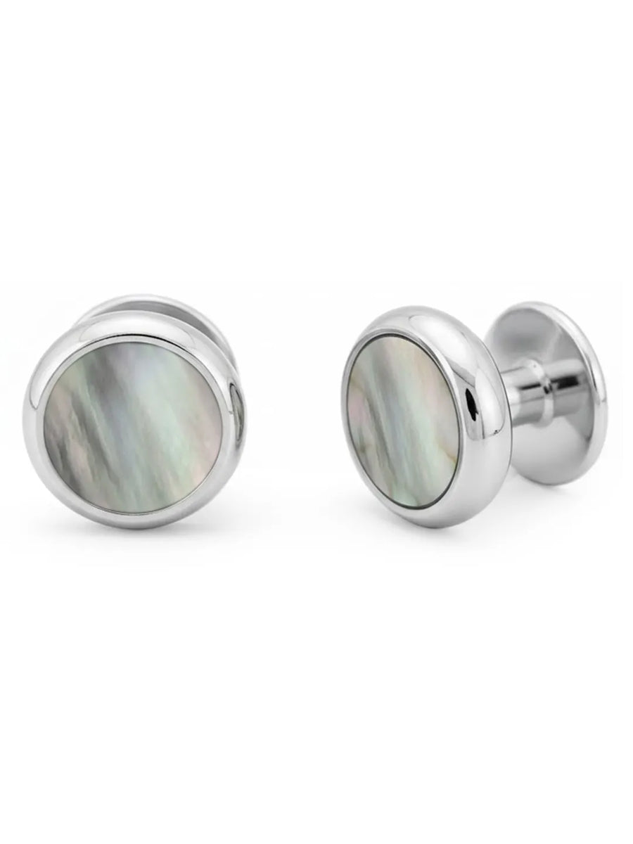 Peora Silver Mother Of Pearl Cufflinks For Men