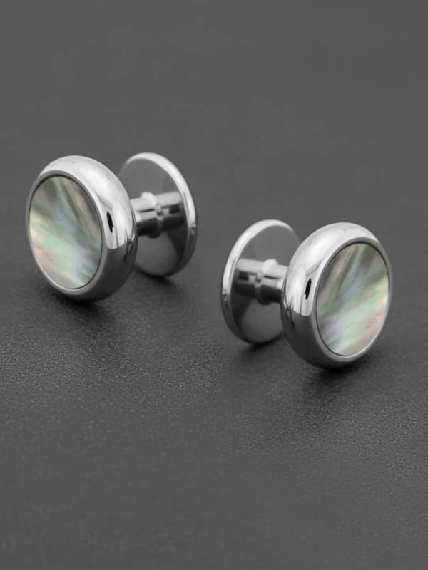 Peora Silver Mother Of Pearl Cufflinks For Men