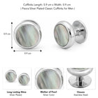 Peora Silver Mother Of Pearl Cufflinks For Men