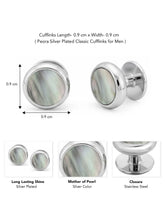 Peora Silver Mother Of Pearl Cufflinks For Men