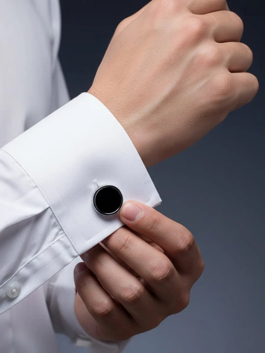 Peora Formal Midnight Silver Dial Cufflinks