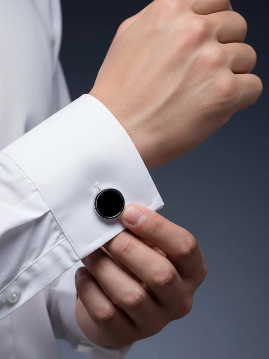 Peora Formal Midnight Silver Dial Cufflinks