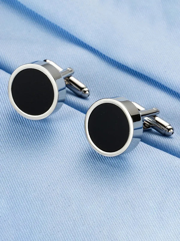 Peora Formal Midnight Silver Dial Cufflinks