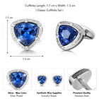 Peora Royal Blue Luxury Crystal Silver Cufflinks