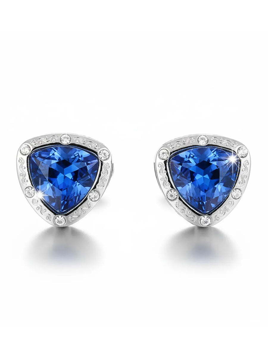 Peora Royal Blue Luxury Crystal Silver Cufflinks