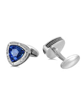 Peora Royal Blue Luxury Crystal Silver Cufflinks