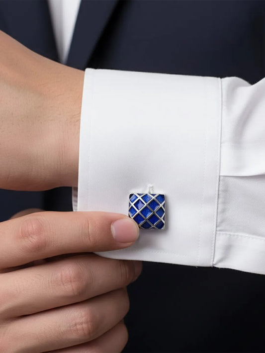 Peora Luxe Blue Square Cufflinks For Men