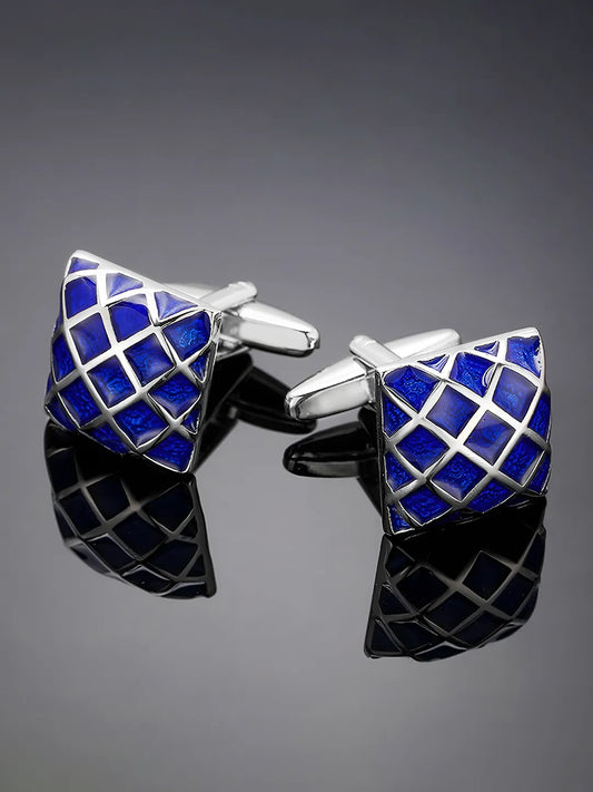 Peora Luxe Blue Square Cufflinks For Men