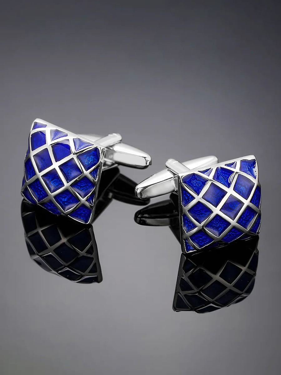 Peora Luxe Blue Square Cufflinks For Men