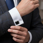 Peora Classic Square Black Cufflinks For Shirt
