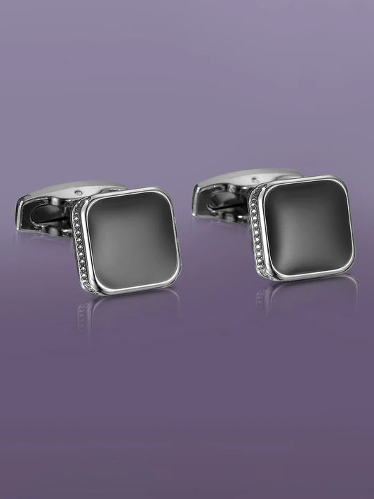 Peora Classic Square Black Cufflinks For Shirt