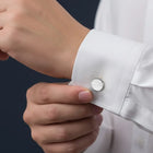 Peora Silver Mother Of Pearl Cufflinks For Men