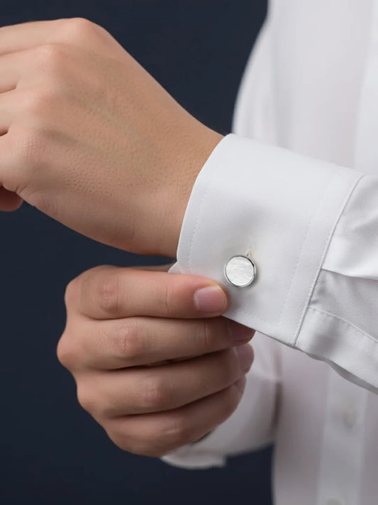 Peora Silver Mother Of Pearl Cufflinks For Men