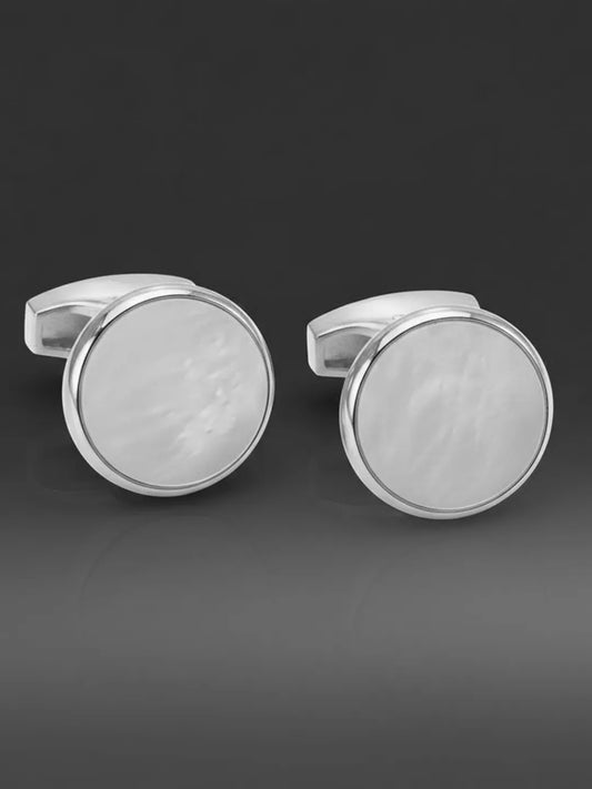Peora Silver Mother Of Pearl Cufflinks For Men