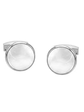 Peora Silver Mother Of Pearl Cufflinks For Men