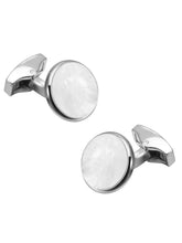 Peora Silver Mother Of Pearl Cufflinks For Men