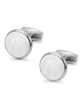 Peora Silver Mother Of Pearl Cufflinks For Men