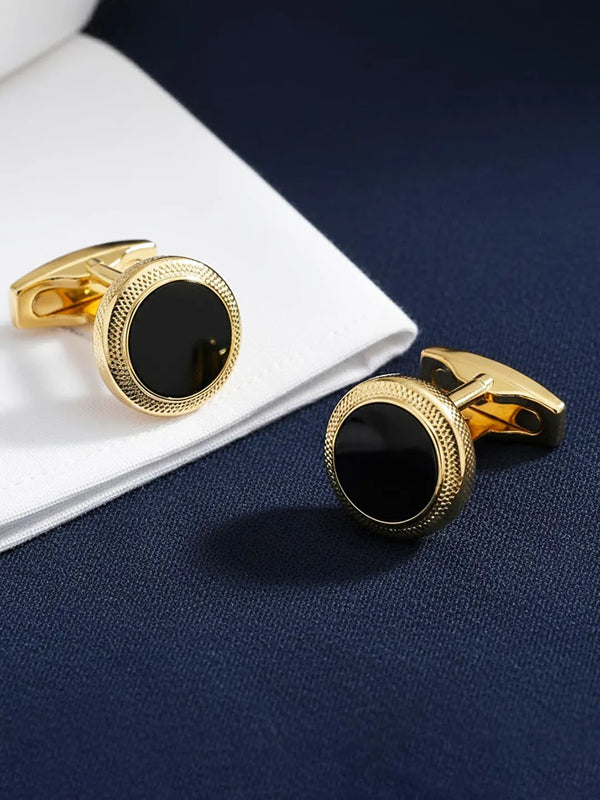 Peora Men Black Enamel Cufflinks