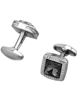 Peora Onyx Black Silver Frame Cufflinks For Men