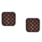 Peora Silver Wooden Checkered Cufflinks