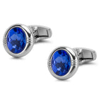 Peora Mens Silver Blue Sapphire Stone Cufflinks