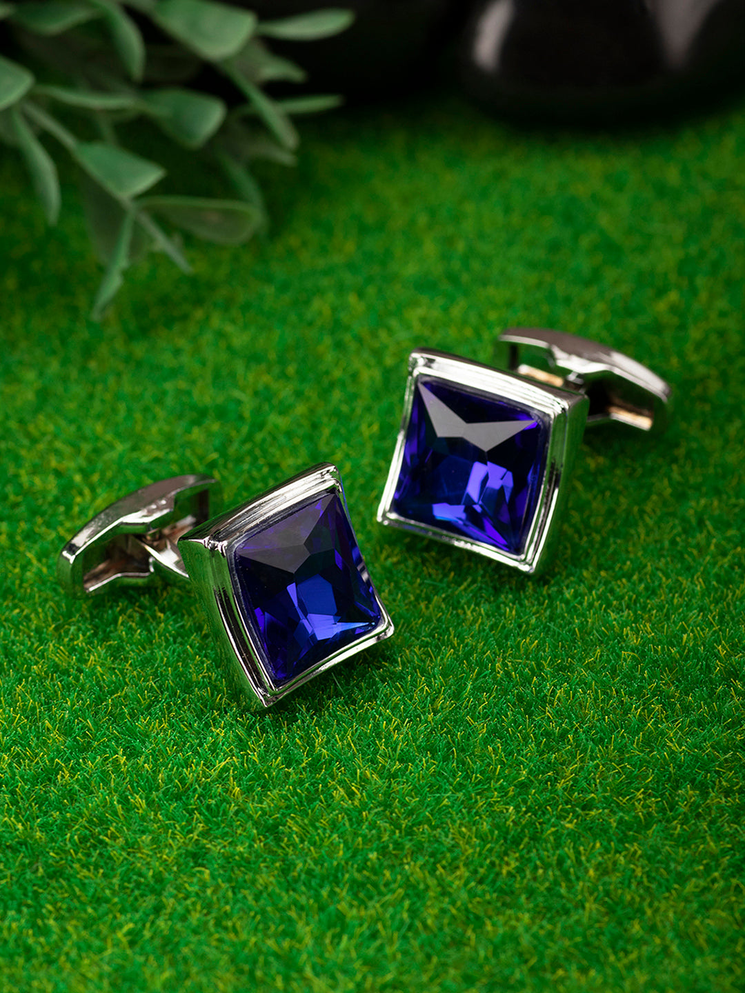 Blue Harmony Square Crystal Cufflinks